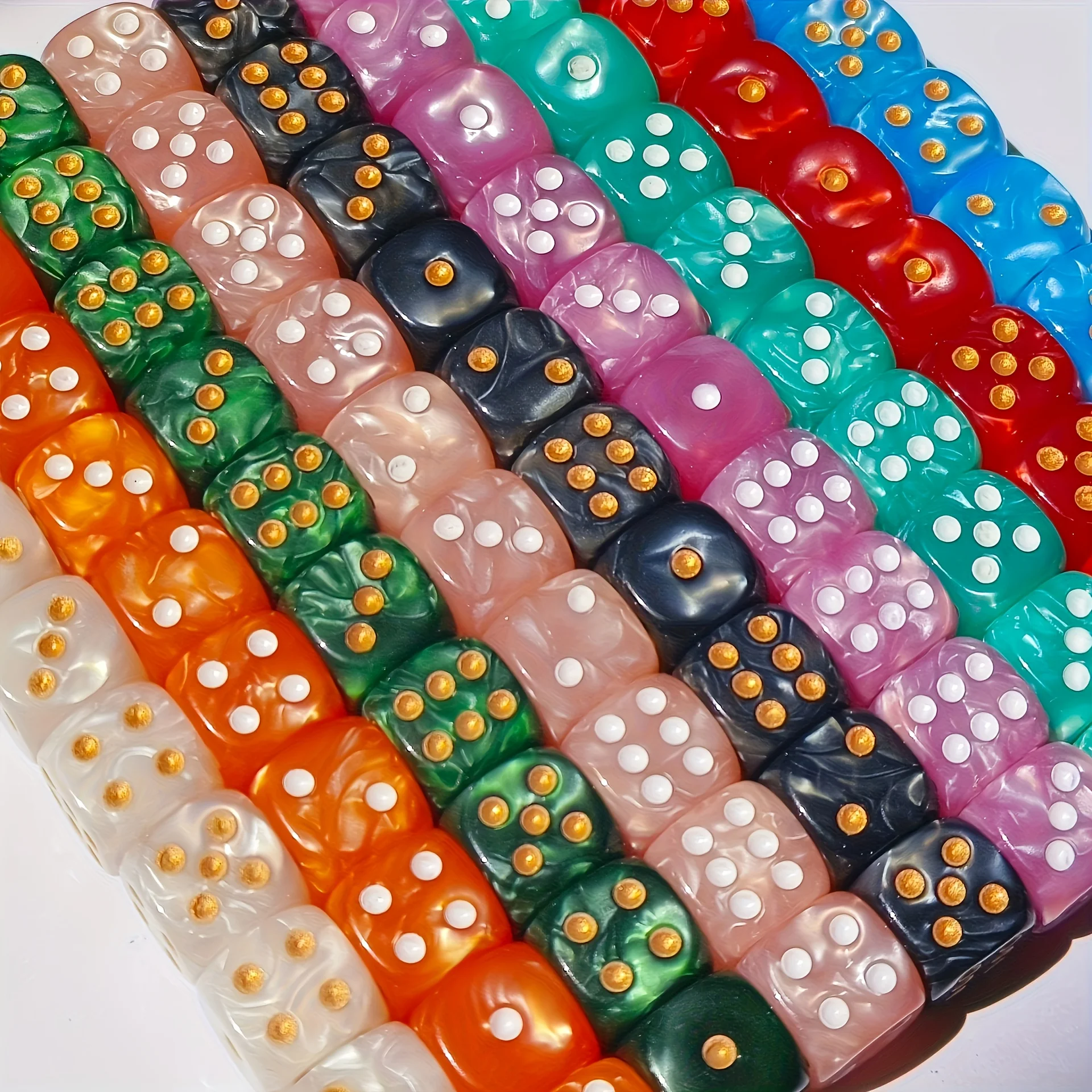 10Pcs 12mm Pearl Swirl D6 Dice - đánh giá và giá Board Game Live